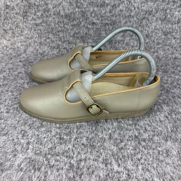 ✅ Womens 6.5M Softspots Comfort Shoes Gray/Tan Leather Mary Jane Casual Flats - Picture 6 of 12